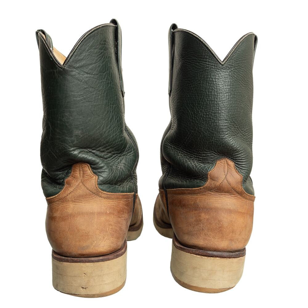 Vintage Anderson Bean Boot Co Evergreen &Tan Yellow Brown Western Utility Boots - Picture 4 of 12